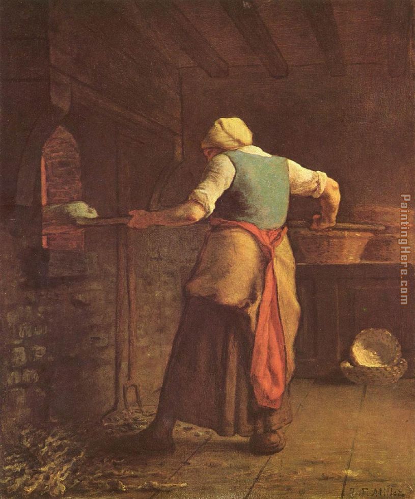 Woman Baking Bread painting - Jean Francois Millet Woman Baking Bread art painting
